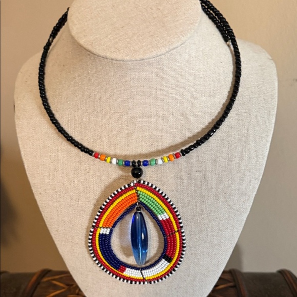 Multicolor Beaded Pendant Necklace